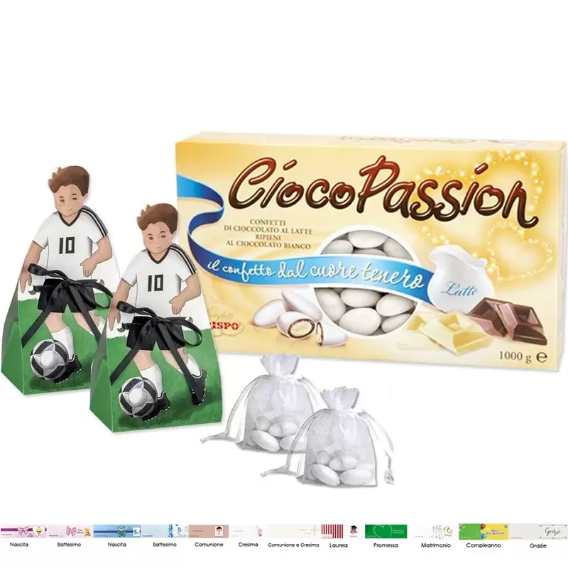 BOMBONIERE CALCIO CON SCATOLINE CALCIATORI BIANCO NERI - 40 PZ