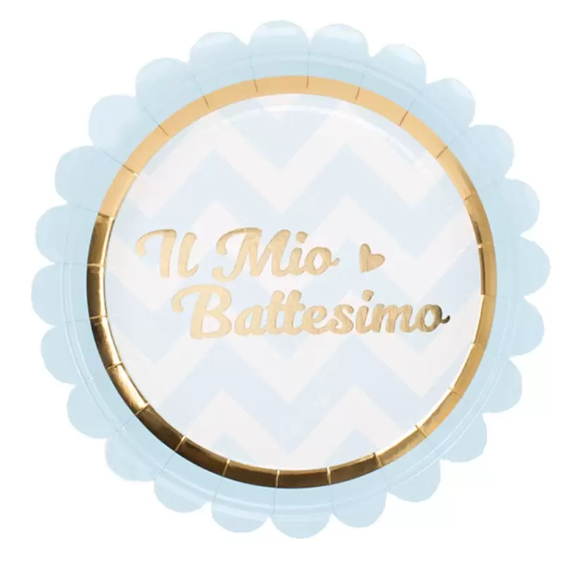 PIATTINI DESSERT IL MIO BATTESIMO BABY CHIC CELESTE - 8 PZ