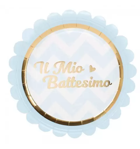 PIATTINI DESSERT IL MIO BATTESIMO BABY CHIC CELESTE - 8 PZ