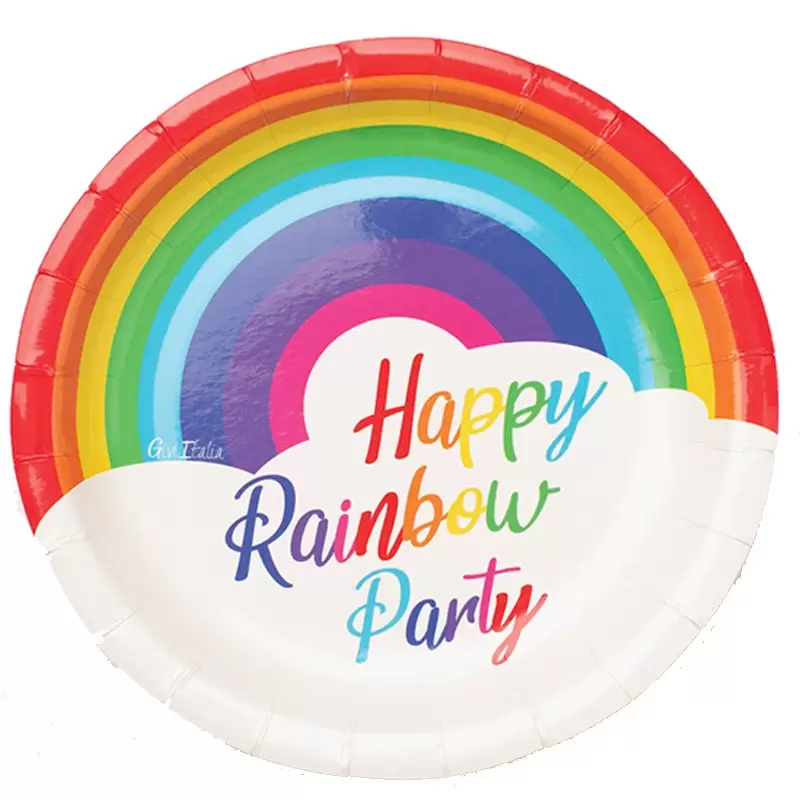 PIATTINI RAINBOW PARTY ARCOBALENO - 8 PZ