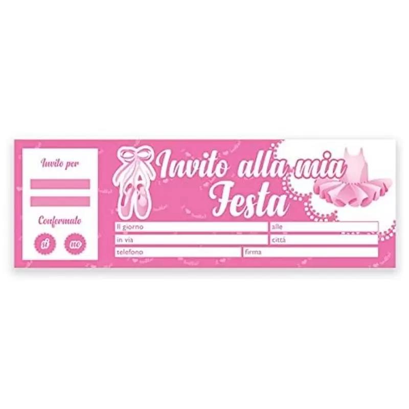 INVITI DI COMPLEANNO I LOVE BALLET - BLOCCHETTO DA 20 PZ