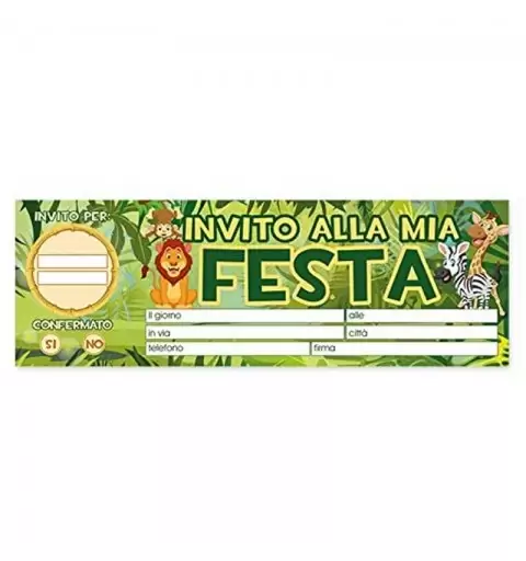 INVITI ANIMALI DELLA GIUNGLA - BLOCCHETTO DA 20 PZ