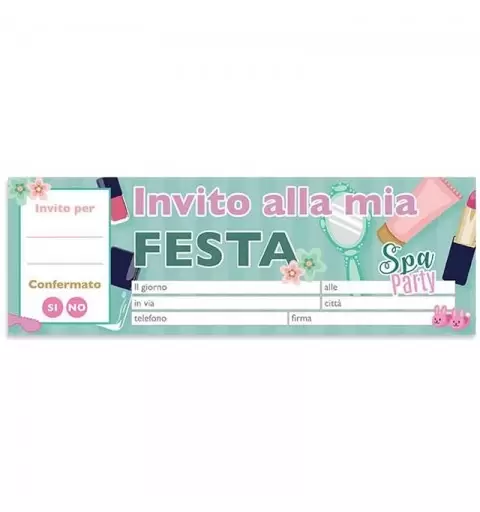 INVITI DI COMPLEANNO SPA PARTY - BLOCCHETTO DA 20 PZ