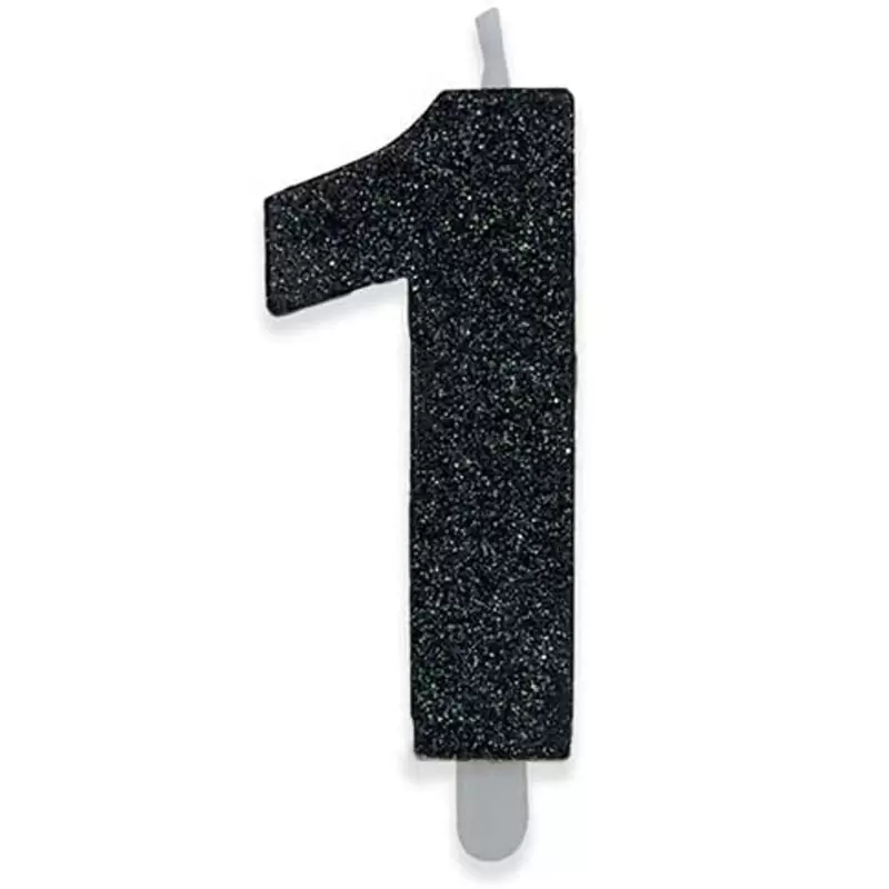 CANDELINA 1 UNO NERA GLITTER SWEETY DA 9 CM