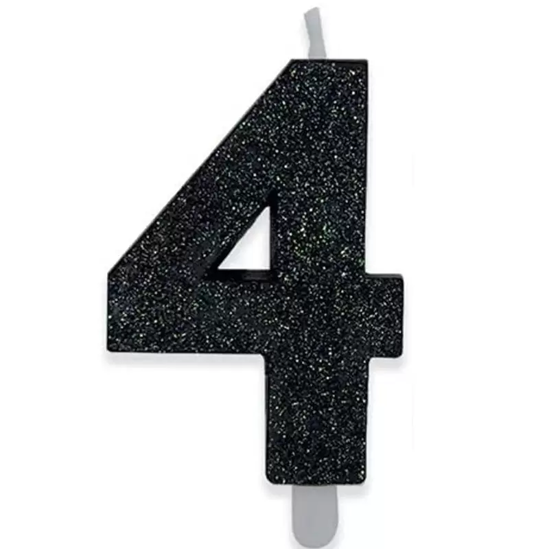 CANDELINA 4 QUATTRO NERA GLITTER SWEETY DA 9 CM