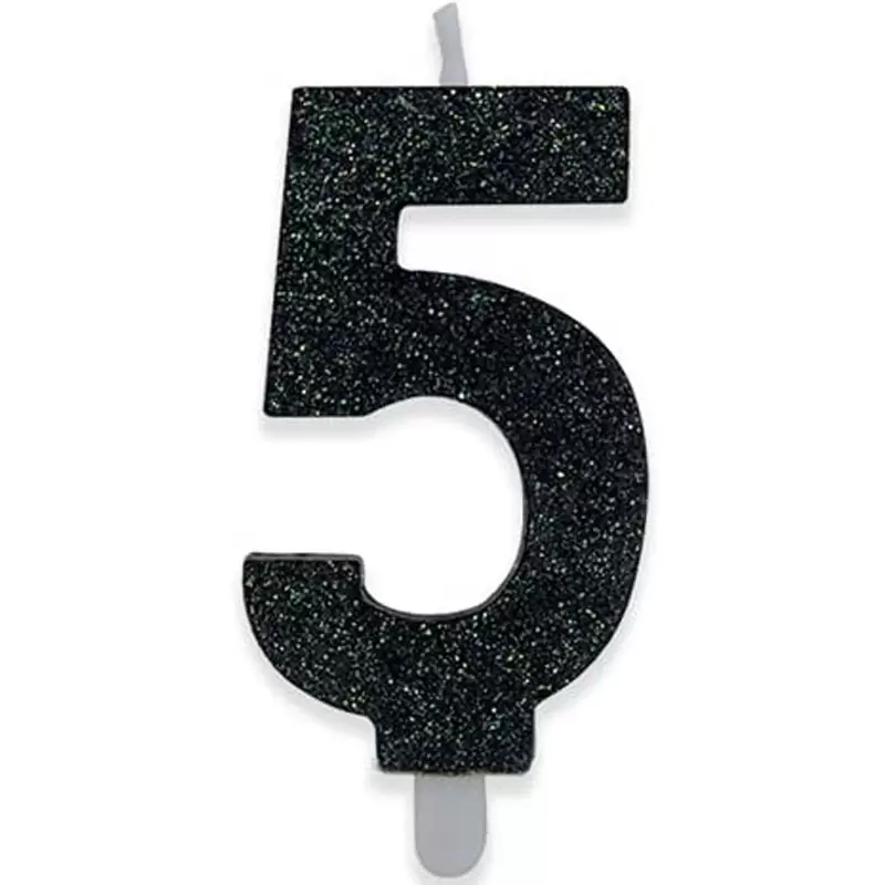 CANDELINA 5 CINQUE NERA GLITTER SWEETY DA 9 CM