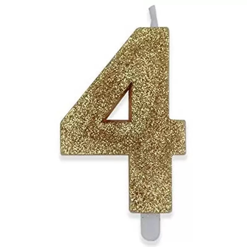 CANDELINA NUMERO 4 QUATTRO ORO GLITTER SWEETY DA 9 CM