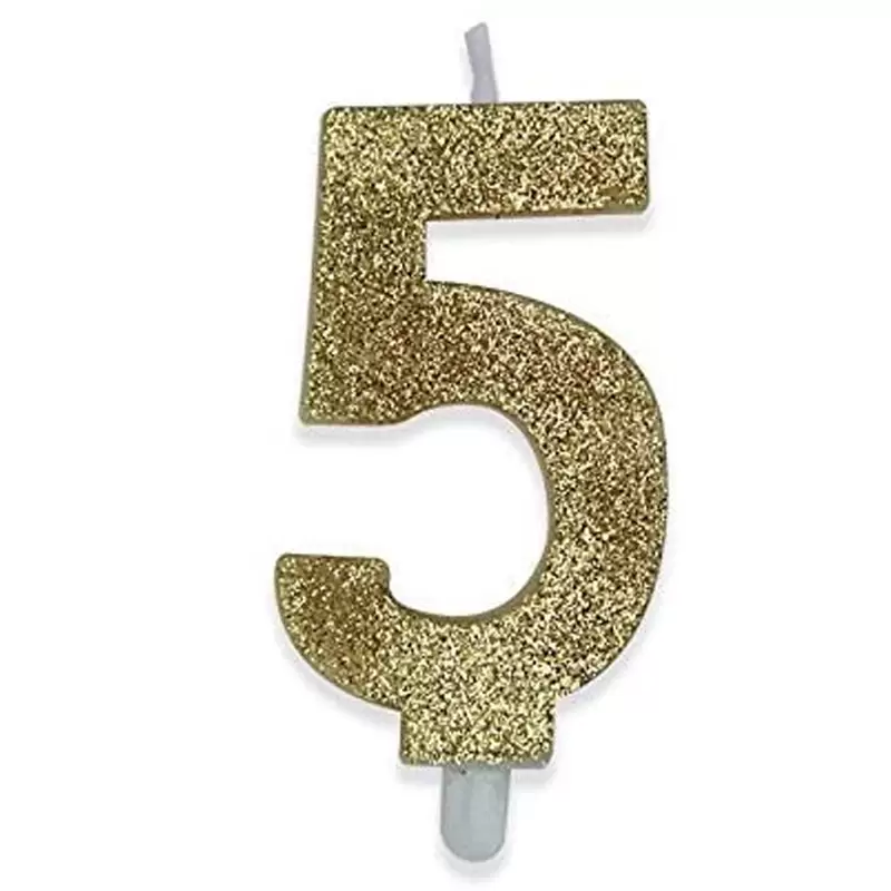 CANDELINA NUMERO 5 CINQUE ORO GLITTER SWEETY DA 9 CM