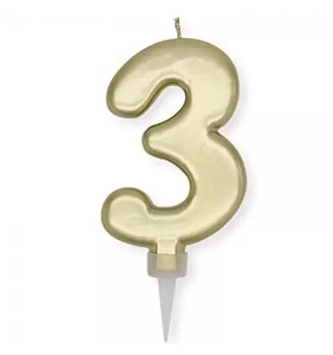 CANDELINA NUMERO 3 ORO PLUMP DA 10 CM