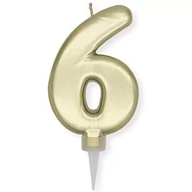 CANDELINA NUMERO 6 ORO PLUMP DA 10 CM