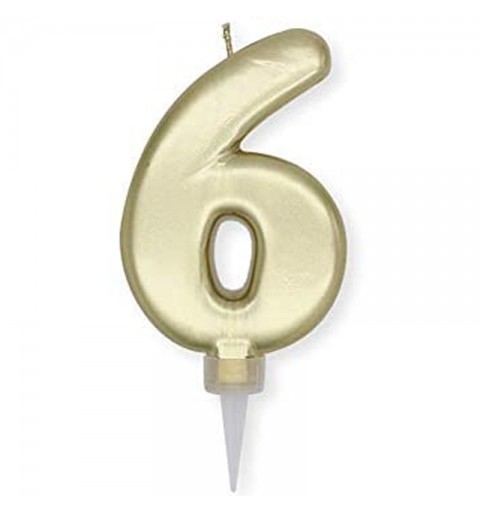 CANDELINA NUMERO 6 ORO PLUMP DA 10 CM