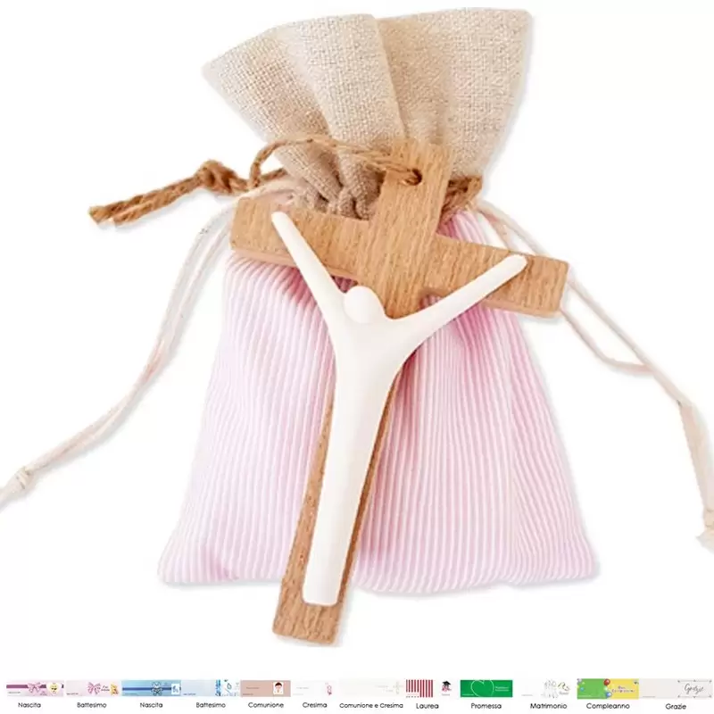 BOMBONIERE TAO DI CERAMICA CON SACCHETTI ROSA MILLERIGHE - 12 PZ