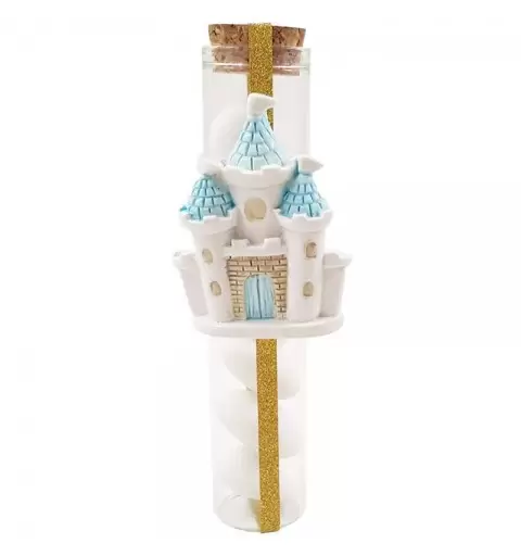 BOMBONIERE CASTELLO DELLE FIABE CELESTE CON PROVETTE - 12 PZ
