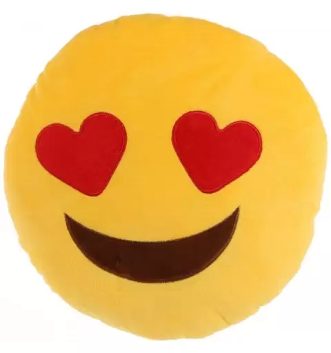 CUSCINO EMOTICON INNAMORATO CON OCCHI A CUORE