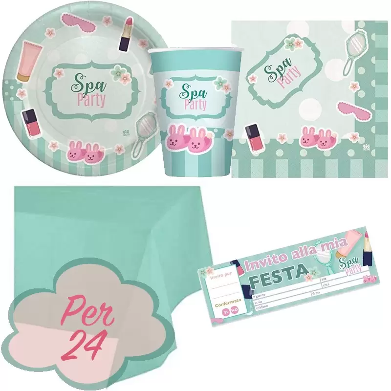 KIT N.9 SPA PARTY PER 24 BAMBINI CON INVITI DI COMPLEANNO
