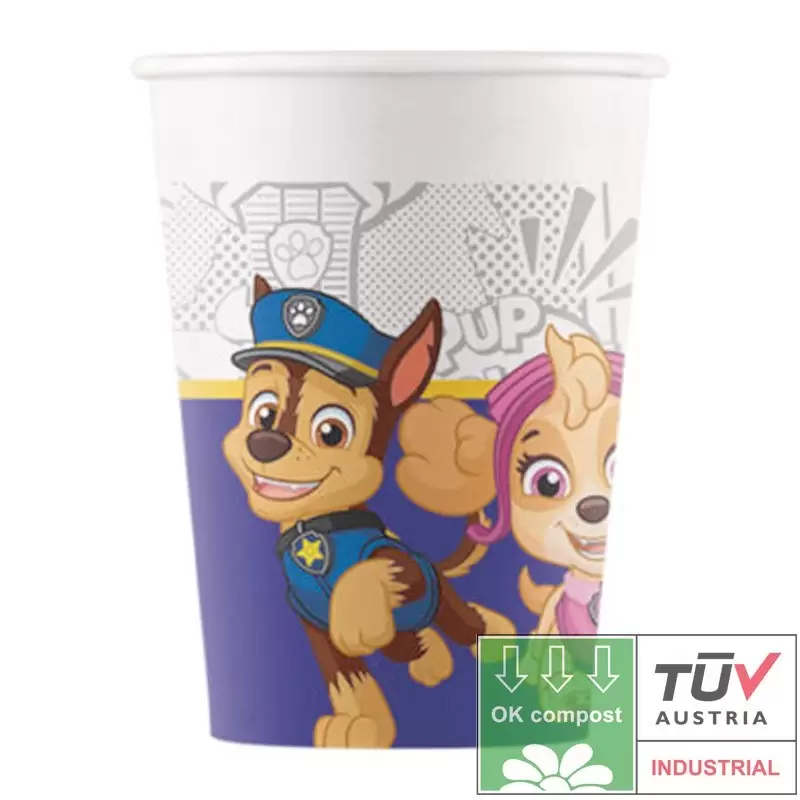 BICCHIERI PAW PATROL COMPOSTABILI - 8 PZ