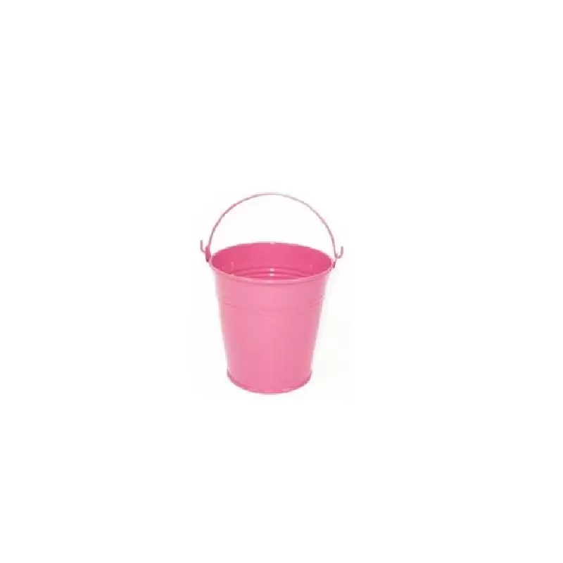 2 SECCHIELLI LATTA ROSA PORTA PIANTE DECOUPOAGE