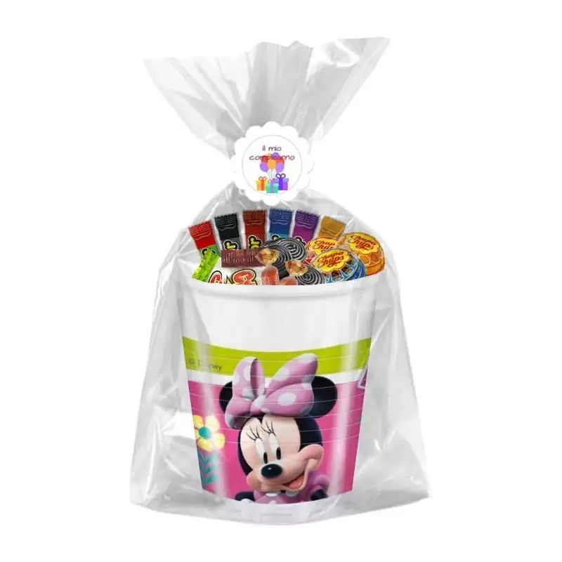 BICCHIERI MINNIE CON DOLCETTI - 16 REGALINI FINE FESTA