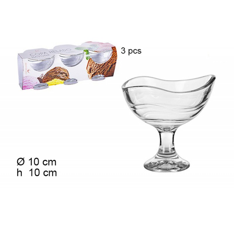 Set di 6 coppette per gelato e dessert in vetro da 165 ml 1 cucchiaio in metallo per gelato da 19 cm 