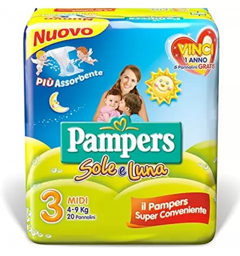 PACCO DI PANNOLINI PAMPERS SOLE E LUNA TAGLIA 3