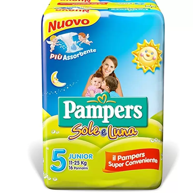 PACCO DI PANNOLINI PAMPERS SOLE E LUNA TAGLIA 5