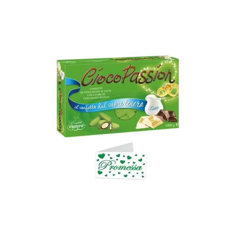 CONFETTI CIOCOPASSION AL LATTE VERDI CON BIGLIETTINI