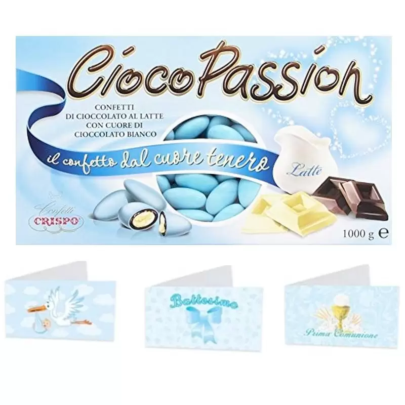 CONFETTI CIOCOPASSION AL LATTE CELESTE CON BIGLIETTINI