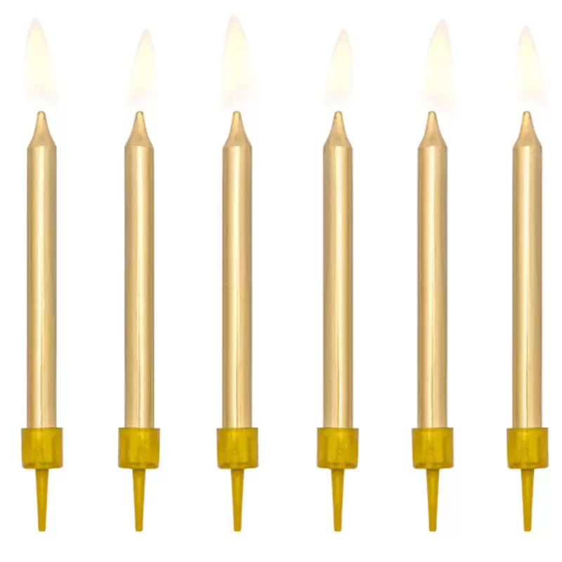 CANDELINE ORO GOLD PER TORTA - 6 PZ