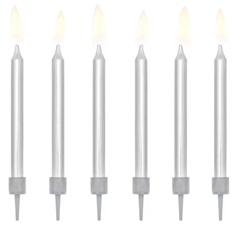 CANDELINE ARGENTO SILVER PER TORTA - 6 PZ