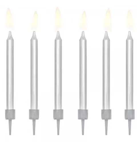 CANDELINE ARGENTO SILVER PER TORTA - 6 PZ