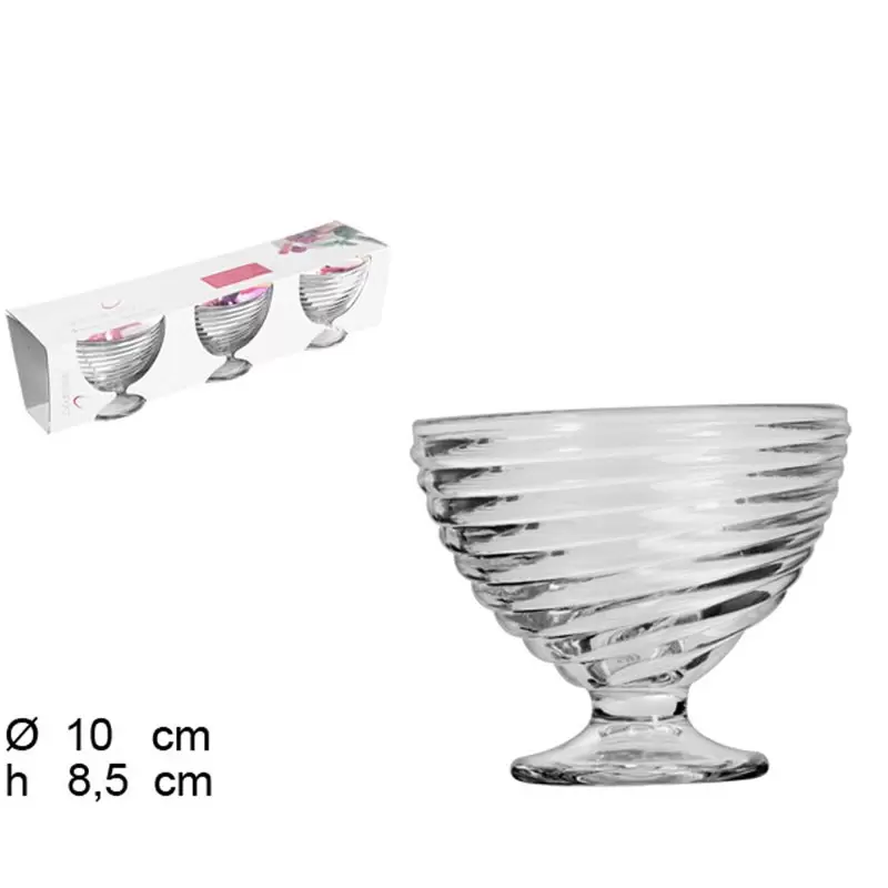 3 COPPE DI VETRO PER GELATO BOHEMIA