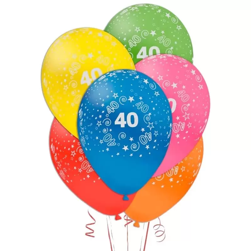 25 PALLONCINI 40 ANNI MULTICOLOR IN LATTICE