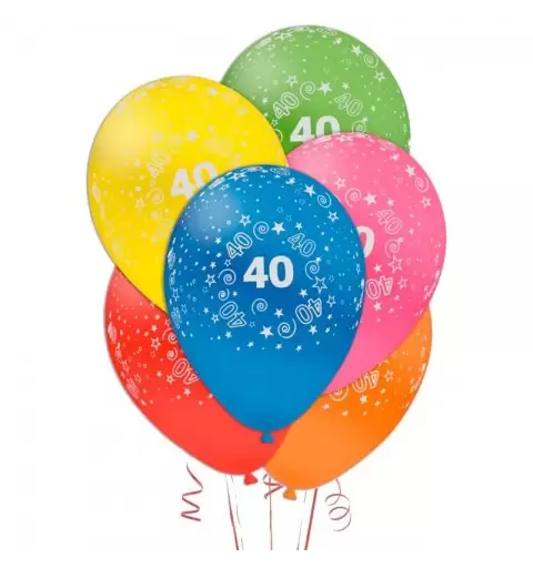 25 PALLONCINI 40 ANNI MULTICOLOR IN LATTICE