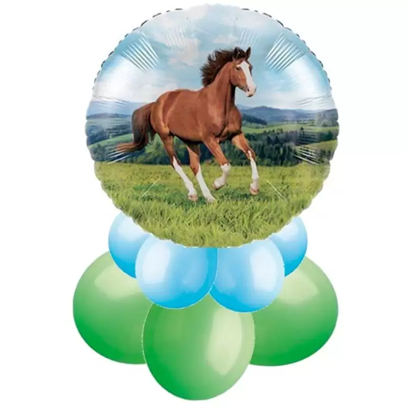 CENTROTAVOLA DI PALLONCINI CAVALLI VERDE