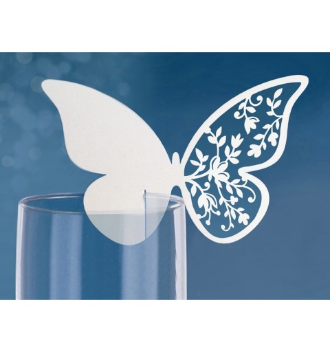 segnaposto farfalle carta perlata per bicchieri