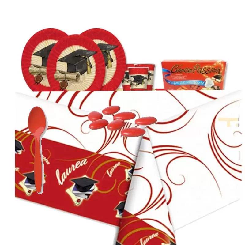 KIT N 50 - LAUREA ROSSO COORDINATO TAVOLA + CIOCOPASSION 1KG ROSSI