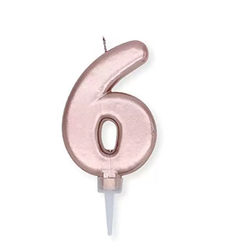 CANDELINA NUMERO 6 ROSE GOLD PLUMP 10 CM