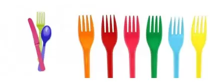 Posate colorate, posate di plastica, set posate biodegradabili