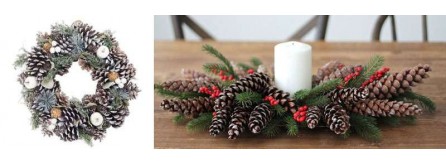 Centrotavola natalizi con pigne e candele, originali in vendita