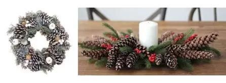 Centrotavola natalizi con pigne e candele