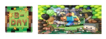 BAIBEI Compleanno Minecraft Miniera Forniture per Feste di Gioco Bambini Compleanno Piatti per Feste USA e Getta Tazze Tovaglioli Tovaglia Carta Banner-servire 10 Ospiti 