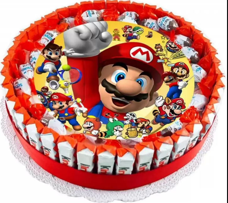 Cialda per torta Super Mario Bros compleanno zucchero o ostia decorazione  torte.