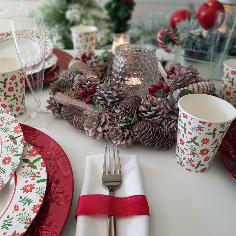 tavola Natale rossa e bianca
