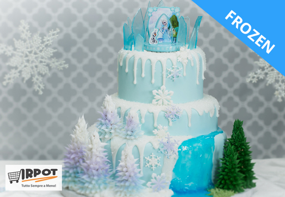 Torta decorata a 3 piani Frozen Disney: con Olaf il pupazzo e la renna Sven  in pasta di zucchero